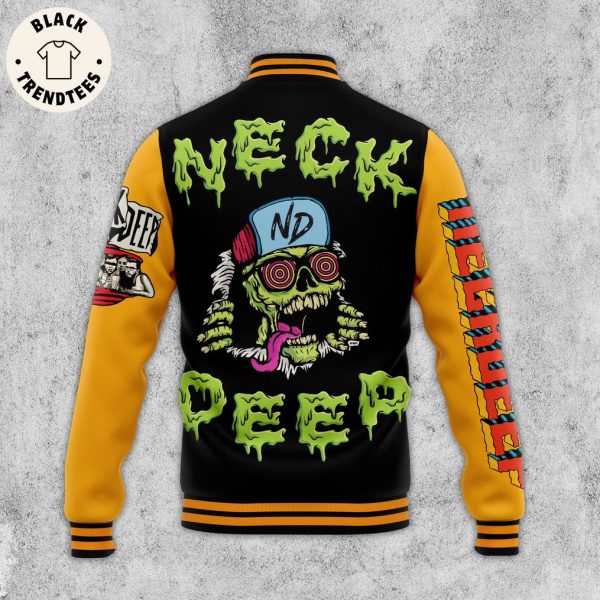 Personalized Neck Deep Skull Design Baseball Jacket