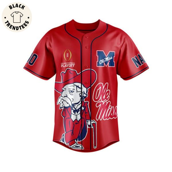 Personalized Ole Miss Playoff Blue Design Baseball Jersey