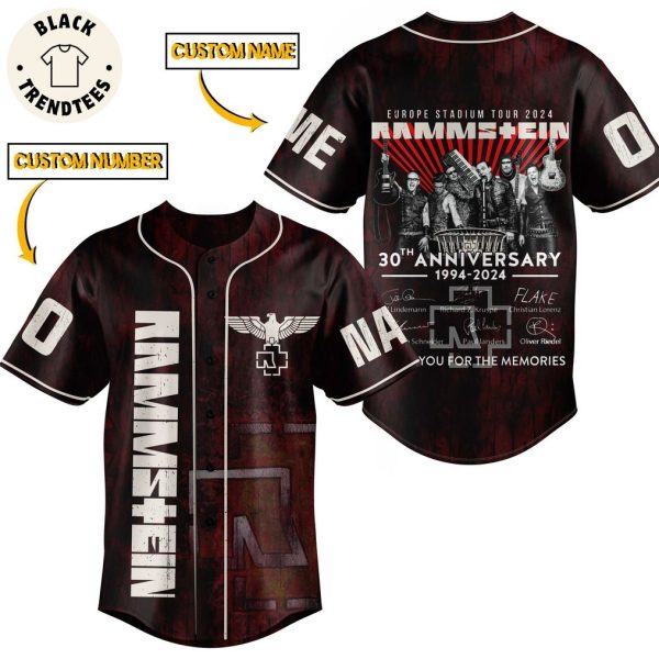 Personalized Rammstein Europe Stadium Tour 2024 Design Baseball Jersey