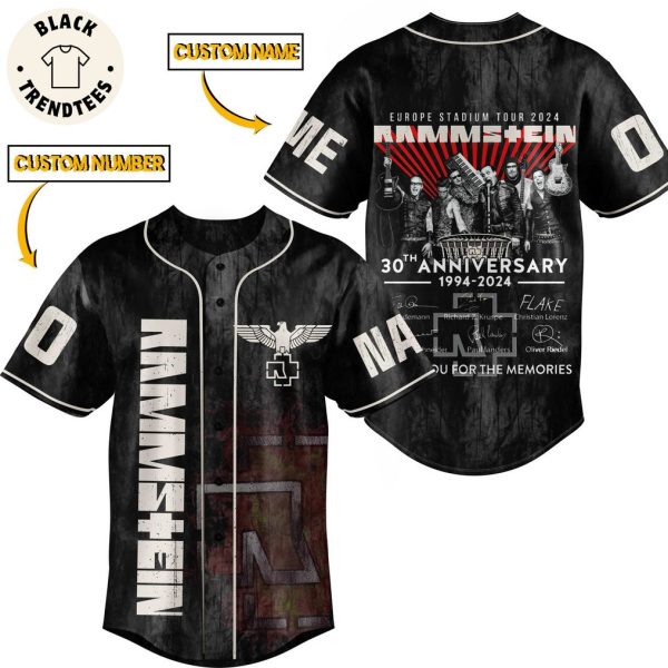 Personalized Rammstein Europe Stadium Tour 2024 Design Baseball Jersey