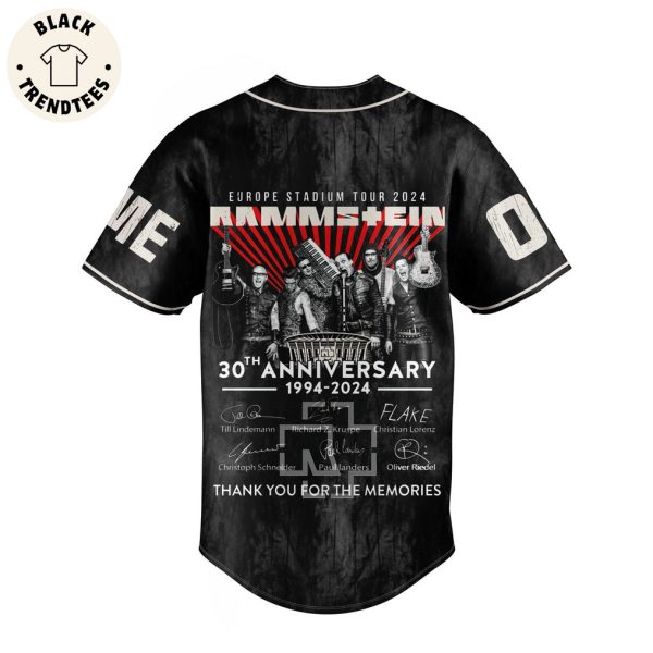 Personalized Rammstein Europe Stadium Tour 2024 Design Baseball Jersey