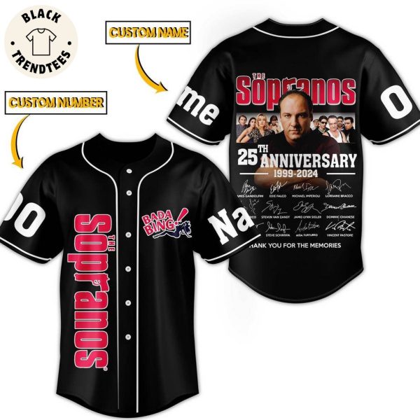 Personalized Sopranos 25th Anniversary 1999-2024 Black Design Baseball Jersey