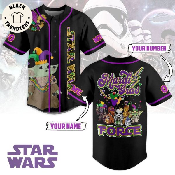 Personalized Star Wane Mardi Gras Force Black Design Baseball Jersey