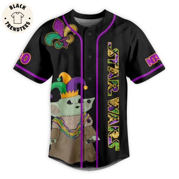 Personalized Star Wane Mardi Gras Force Black Design Baseball Jersey