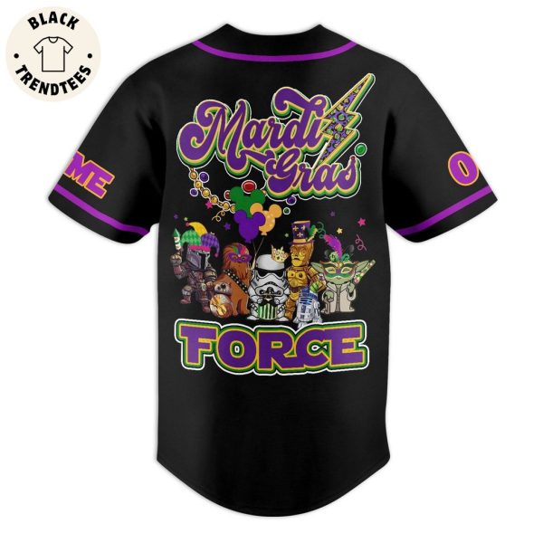 Personalized Star Wane Mardi Gras Force Black Design Baseball Jersey