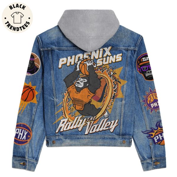 Phoenix Suns Rolly The Valley Mascot Design Hooded Denim Jacket