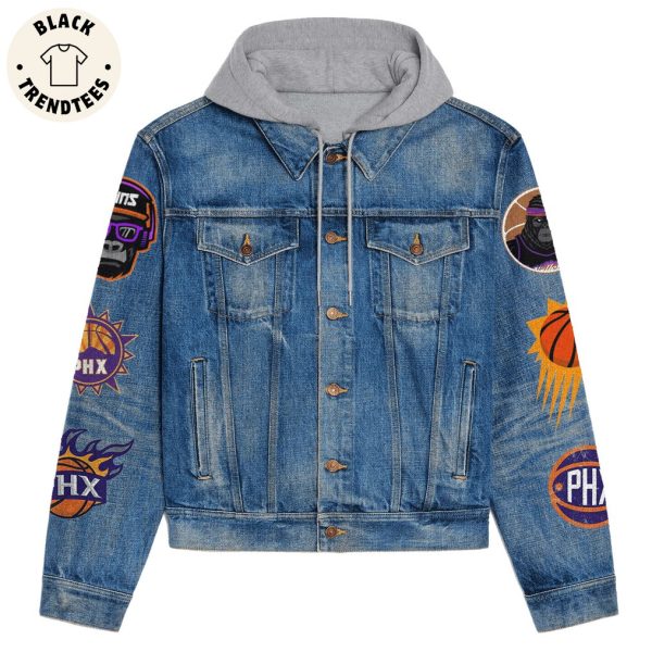 Phoenix Suns Rolly The Valley Mascot Design Hooded Denim Jacket