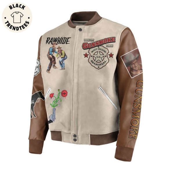 Rawhite Gunsmoke Matt Dillon Marshal Gray Design Baseball Jacket