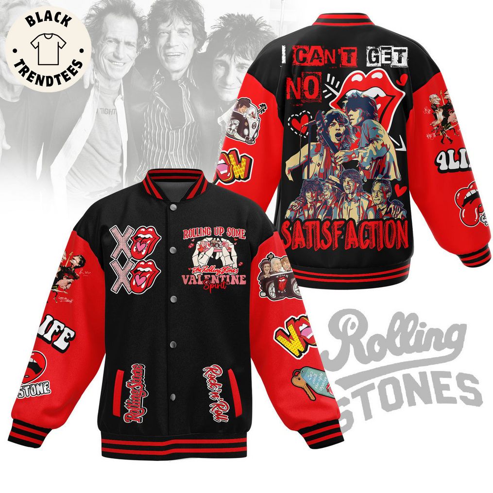 Rolling Up Some The Rolling Stones Valentine Sprint Black Design Baseball Jacket