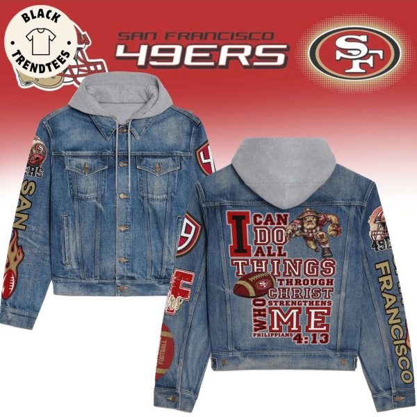 SF49 Sanfrancisco Philipians 4-13 Mascot Design Hooded Denim Jacket