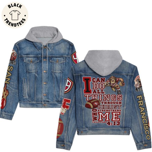 SF49 Sanfrancisco Philipians 4-13 Mascot Design Hooded Denim Jacket