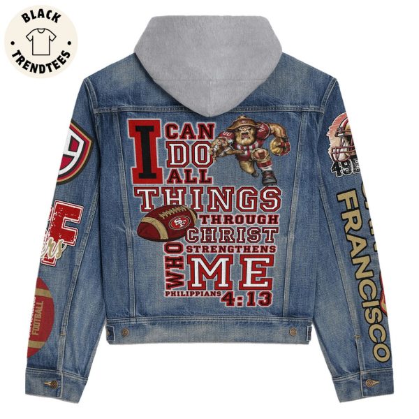 SF49 Sanfrancisco Philipians 4-13 Mascot Design Hooded Denim Jacket