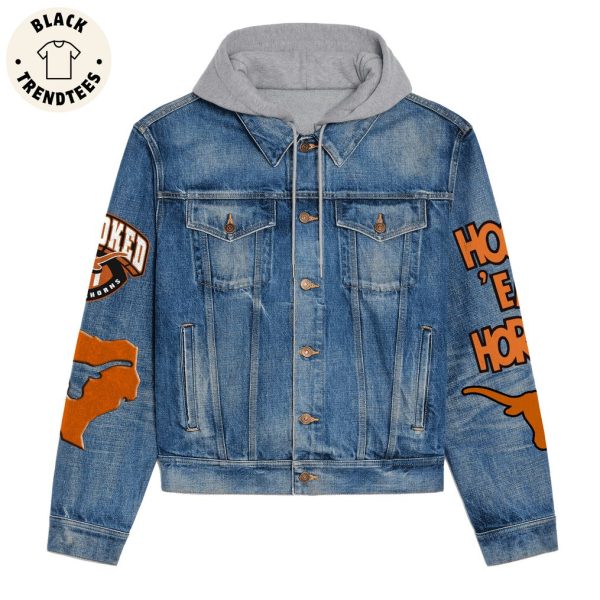 Some Girls Wear Pink Real Girls Wear Orange White Mascot Design Hooded Denim Jacket