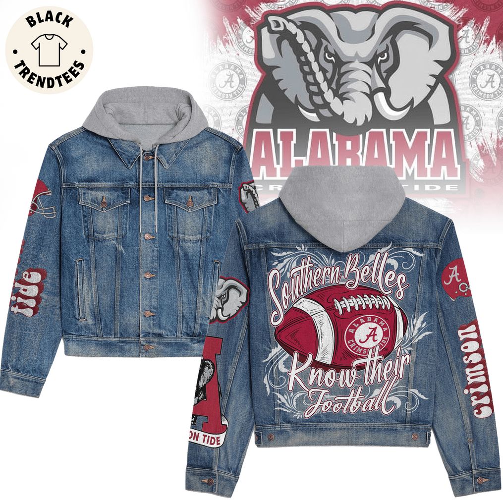 Southern Belles Know Their Football Hooded Denim Jacket