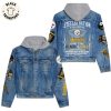 Wolverines Nation Go Blue Michigan Logo Design Hooded Denim Jacket