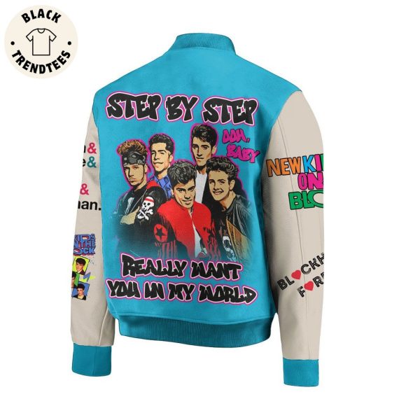 Step By Step Really Mant You In My World Blue Design Baseball Jacket