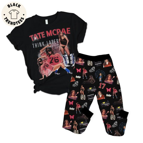 Tate Mcrae Think Later World Tour 2024 Black Design Pajamas Set