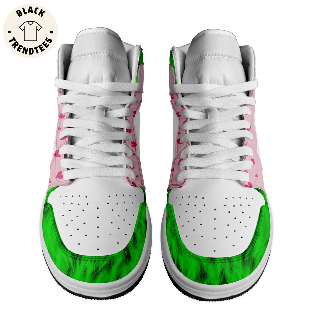 The Grinch Valentine Pink Green Nike Logo Design Air Joran 1 High Top