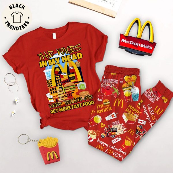 The Voices In My Head Keep Telling Me Get More Fastfood Red Design Pajamas Set