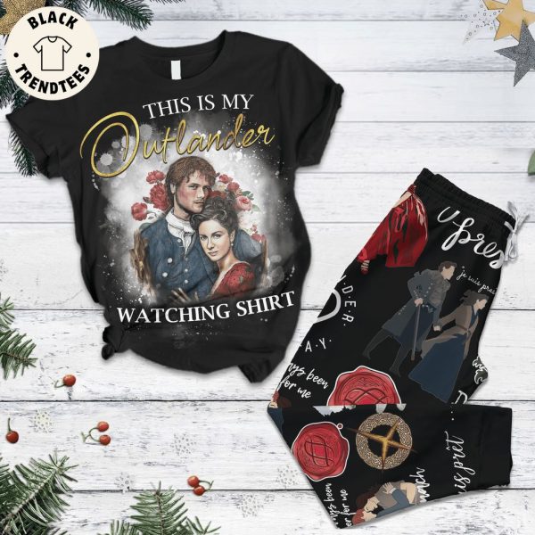 This Is My Outlander Watching Shirt Portrait Black Design Pajamas Set