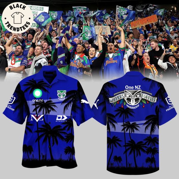 Up The Wahs One New Zealand Warriors NRL Blue Logo Design Hawaiian Shirt