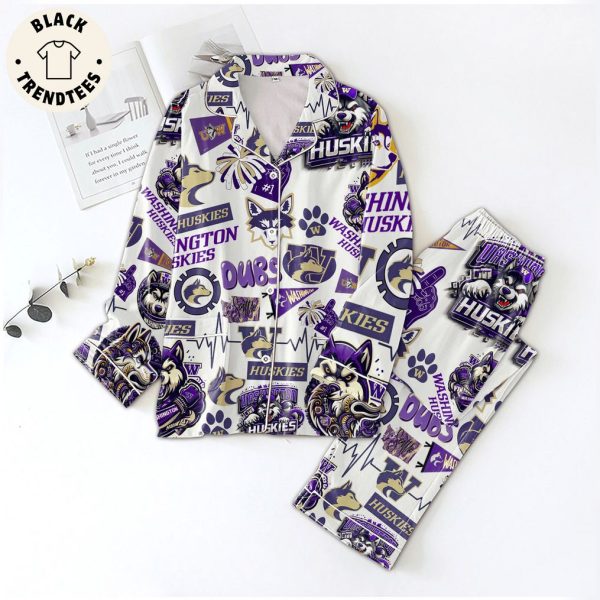 Washington Huskies Mascot White Design Pajamas Set