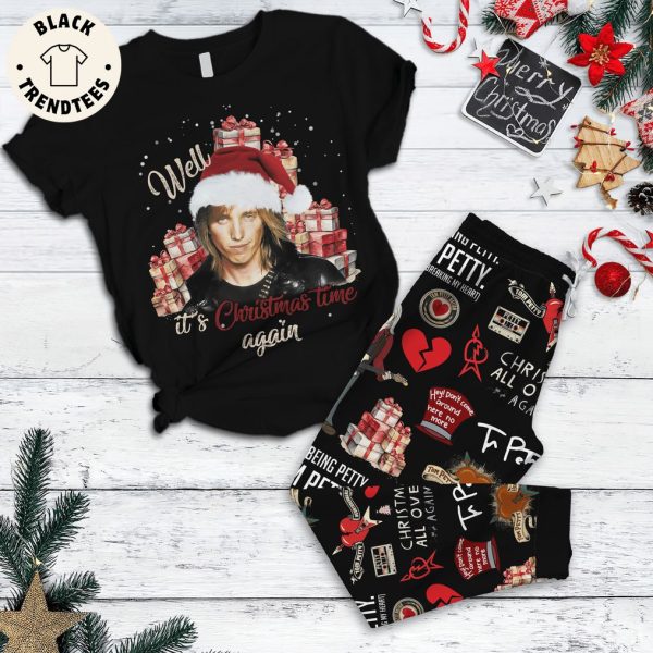 Well It’s Christmas Time Again Black Design Pajamas Set