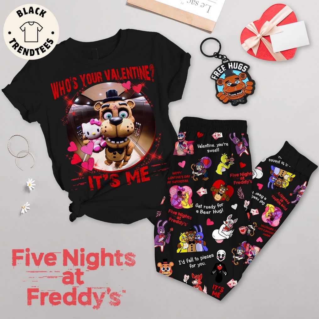 Who's Your Valentine It's Me Freddy's Black Design Pajamas Set