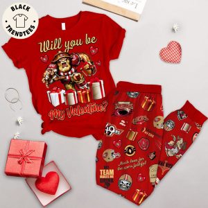 Will You Be My Valentine Red Design Pajamas Set