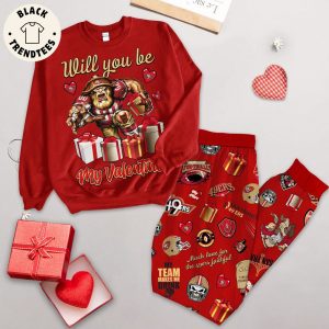 Will You Be My Valentine Red Design Pajamas Set