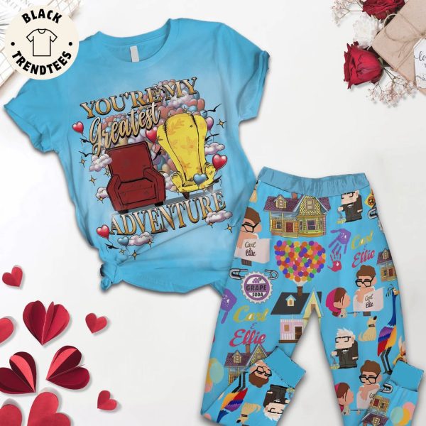 You’re My Greatest Carl Ellie Blue Grape Soda Blue Design Pajamas Set