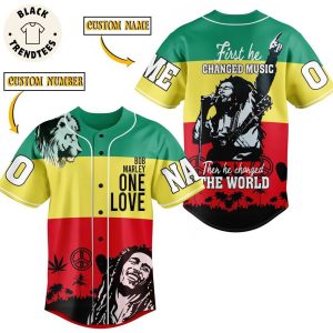 Bob Marley One Love Frist He Changed Music Then He Changed The World Baseball Jersey
