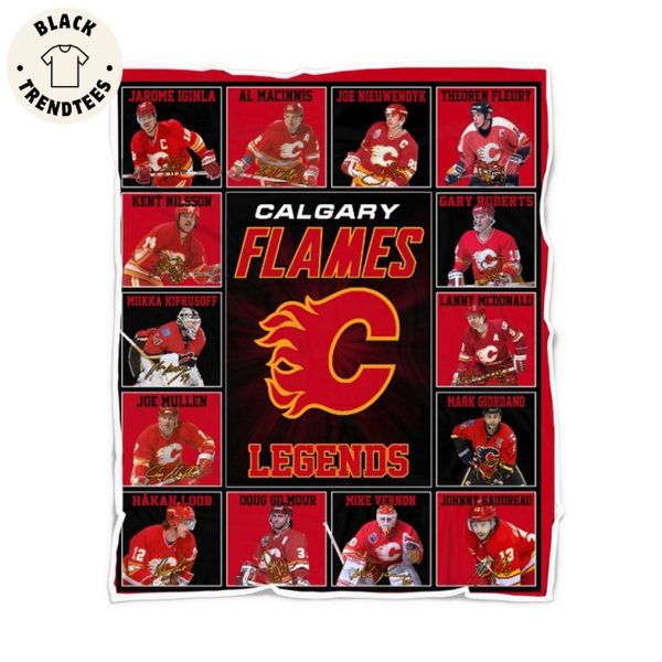 Calgary Flames Logo Ice Hockey Team Legends Blanket