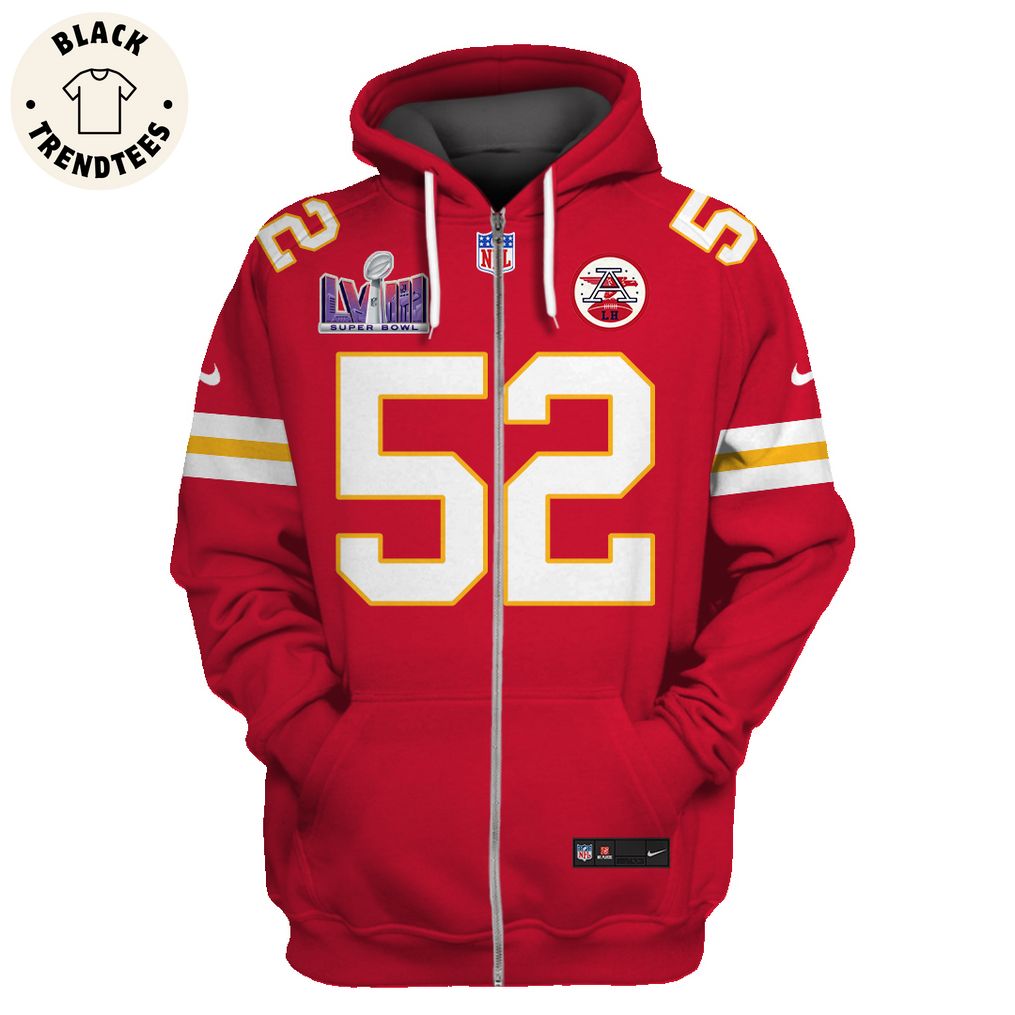 Creed Humphrey Kansas City Chiefs Super Bowl LVIII Limited Edition Red Hoodie Jersey
