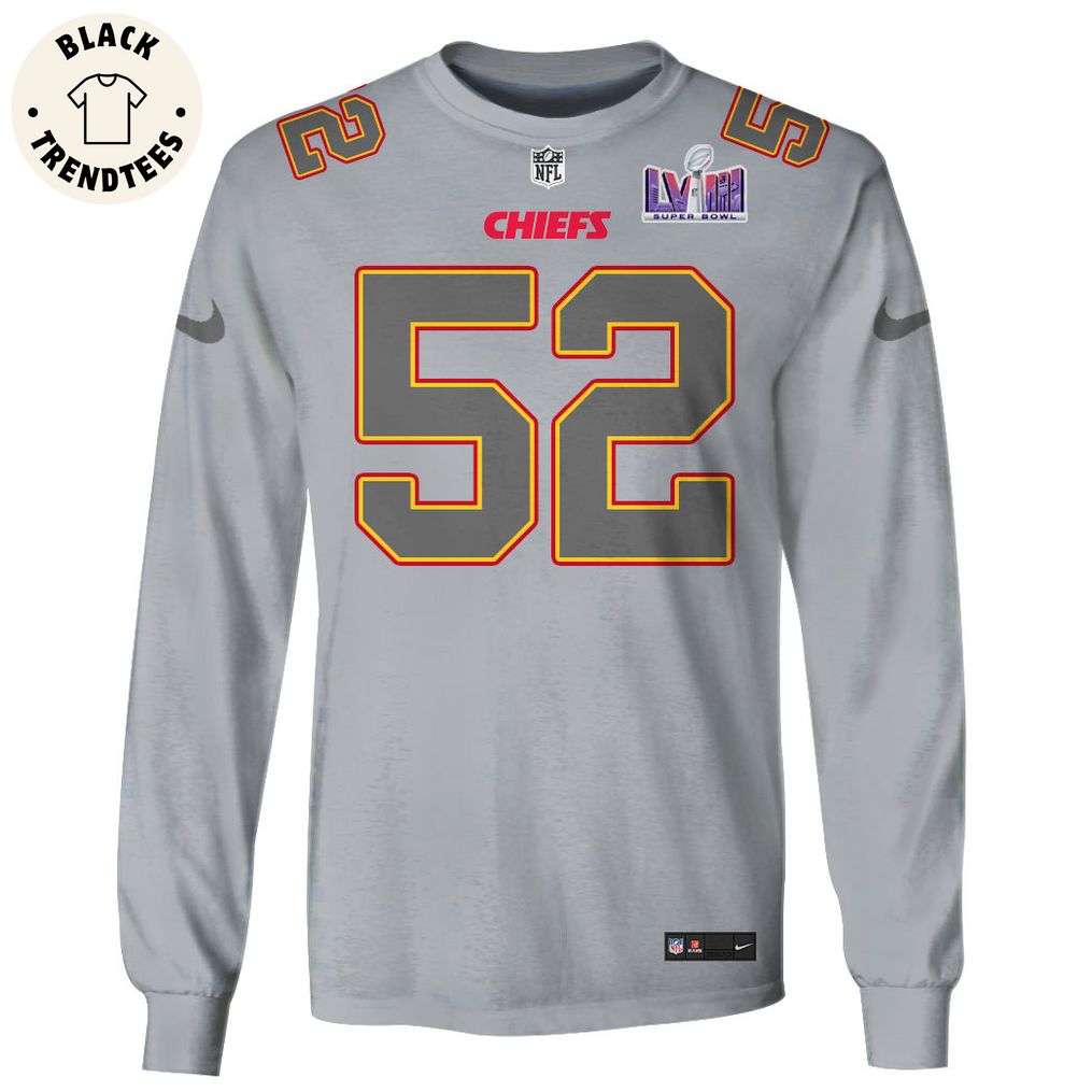 Creed Humphrey Kansas City Chiefs Super Bowl LVIII Limited Edition Grey Hoodie Jersey