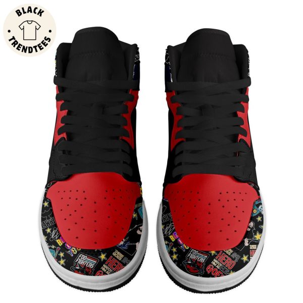 Foo Fighters Nike Red Black Design Air Jordan 1 High Top