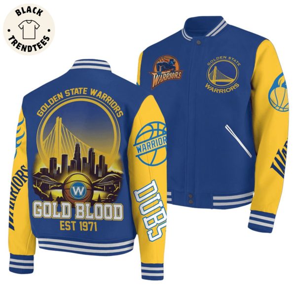 Golden State Warriors Gold Blood Est 1971 Baseball Jacket