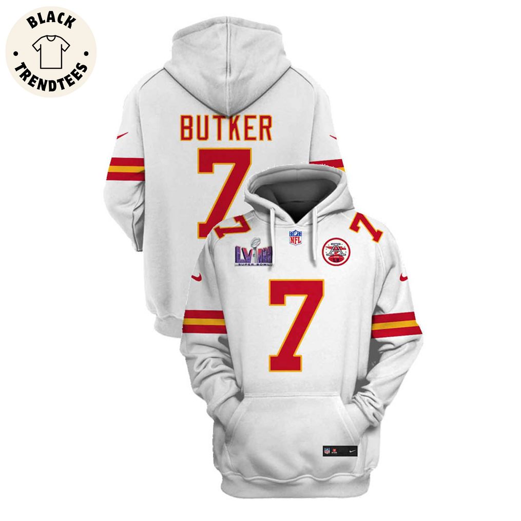 Harrison Butker Kansas City Chiefs Super Bowl LVIII Limited Edition White Hoodie Jersey