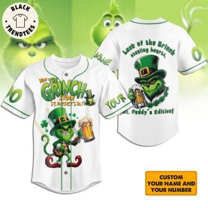 How The Grinch Stole St Patrick Day Luck Of The Grinch Stealing Hearts Baseball Jersey