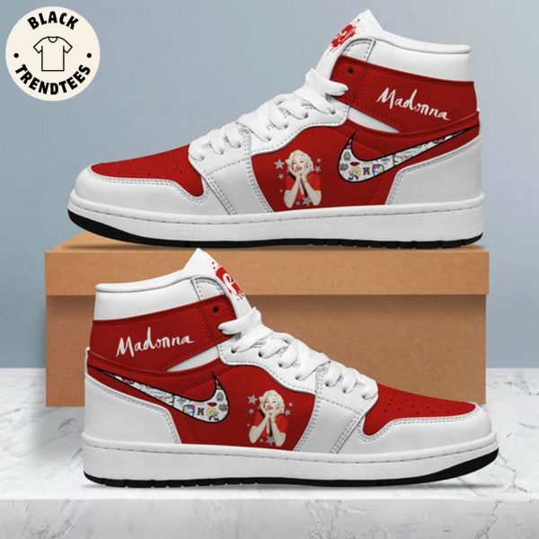 Madonna Nike Logo Red White Design Air Jordan 1 High Top