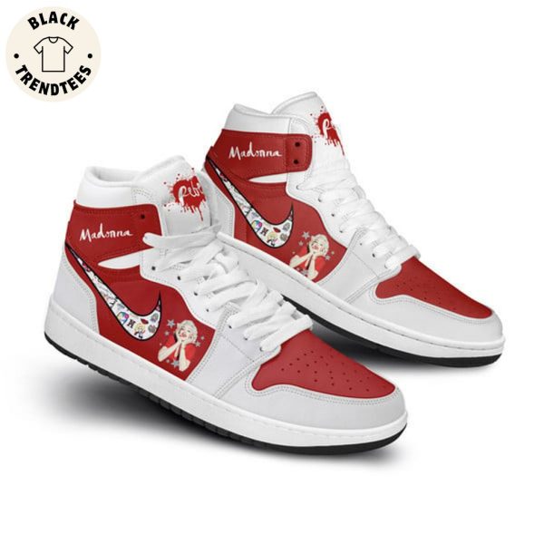 Madonna Nike Logo Red White Design Air Jordan 1 High Top