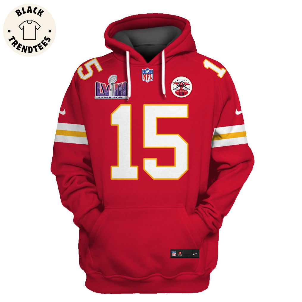 Patrick Mahomes Kansas City Chiefs Super Bowl LVIII Limited Edition Red Hoodie Jersey