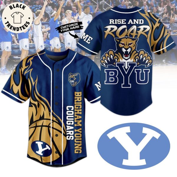 Personalized BYU Cougars Rise And Roar Baseball Jersey