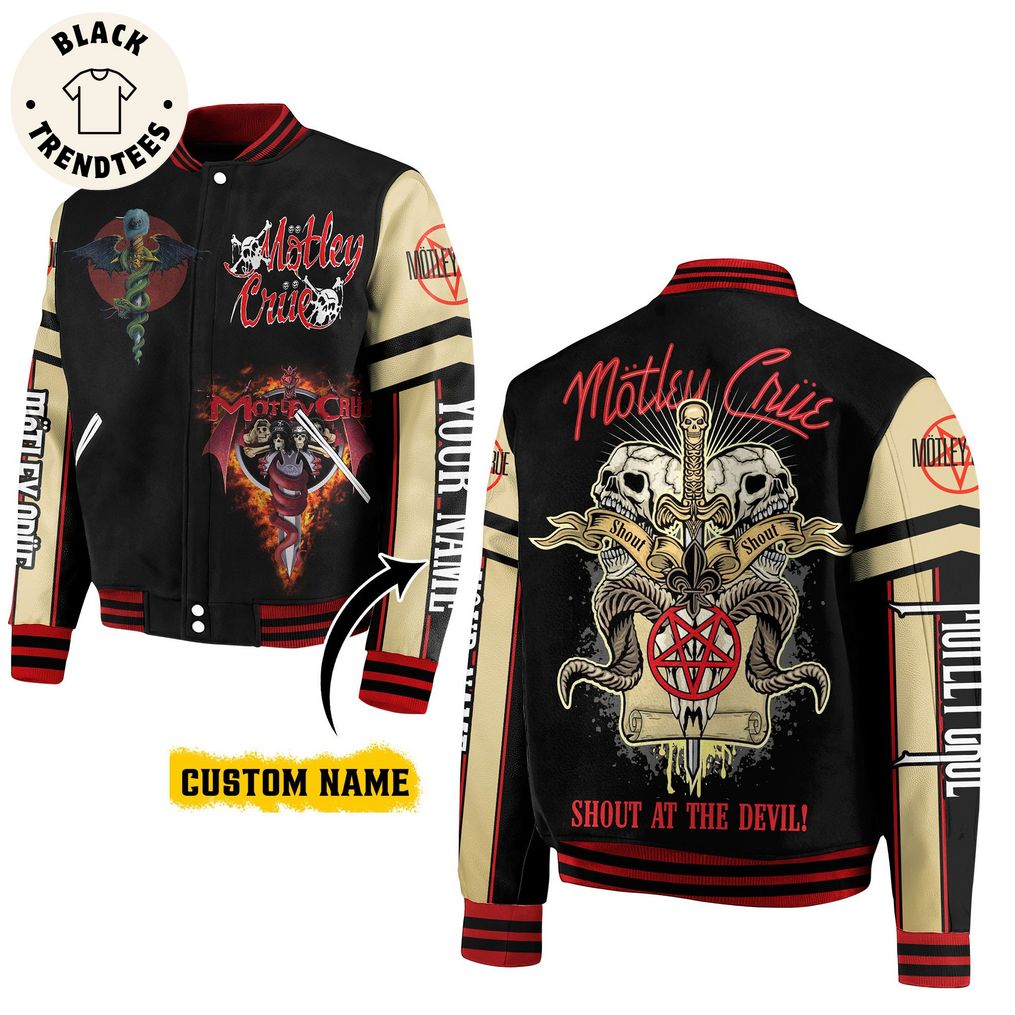 Personalized Motley Crue Shout At The Devil Skull Design Baseball Jacket