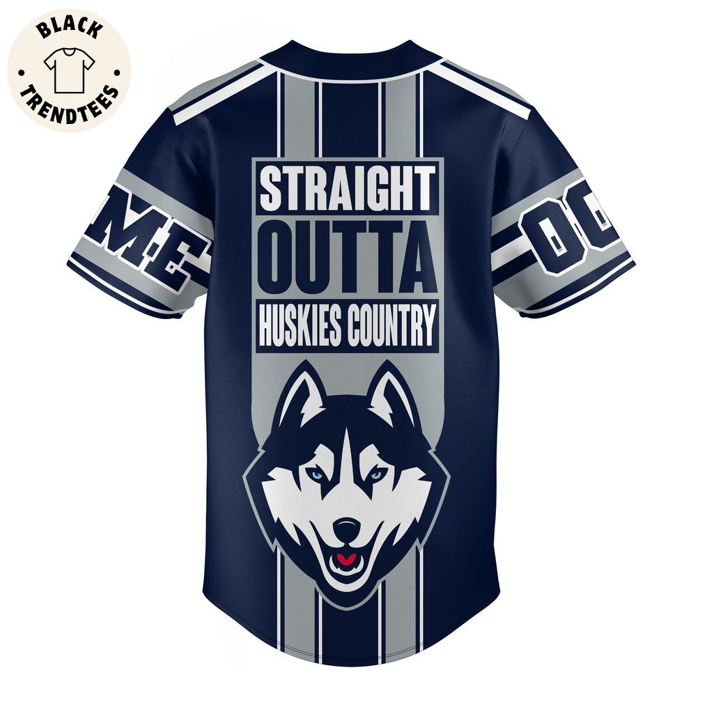 Personalized Uconn Huskies Mascot Blue Design Baseball Jersey