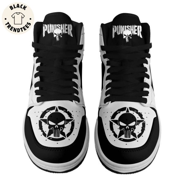 Punisher Skull Nike Logo Black Design Air Jordan 1 High Top