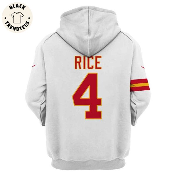 Rashee Rice Kansas City Chiefs Super Bowl LVIII Limited Edition White Hoodie Jersey