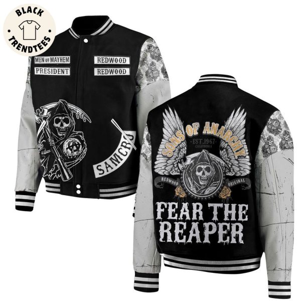 Sons Of Anarchy Dear The Reaper Skull Black Design Baseball Jacket
