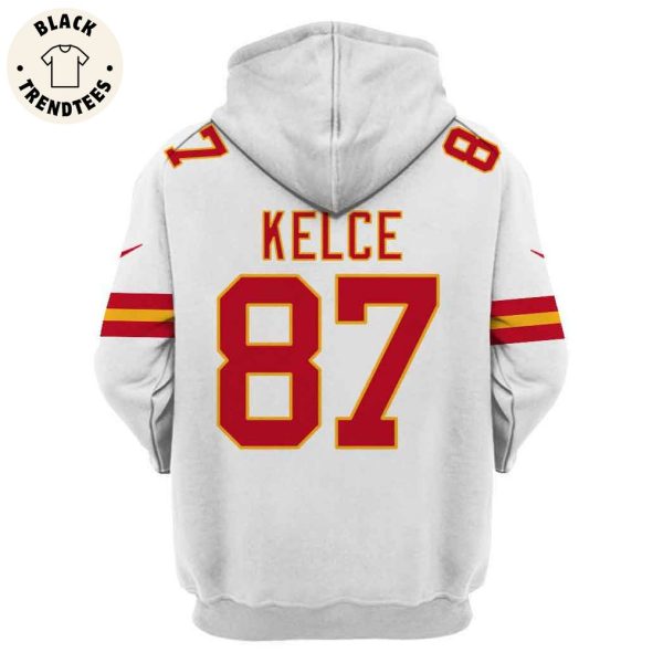 Travis Kelce Kansas City Chiefs Super Bowl LVIII Limited Edition White Hoodie Jersey