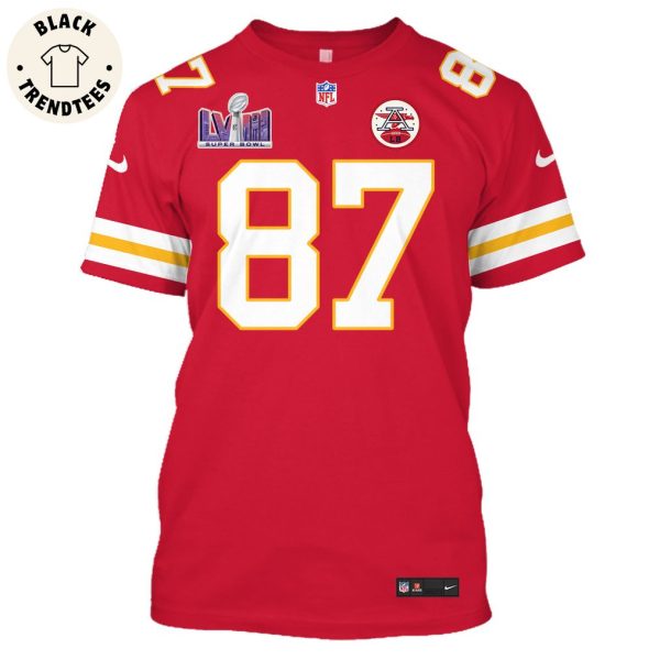 Travis Kelce Kansas City Chiefs Super Bowl LVIII Limited Edition Red Hoodie Jersey